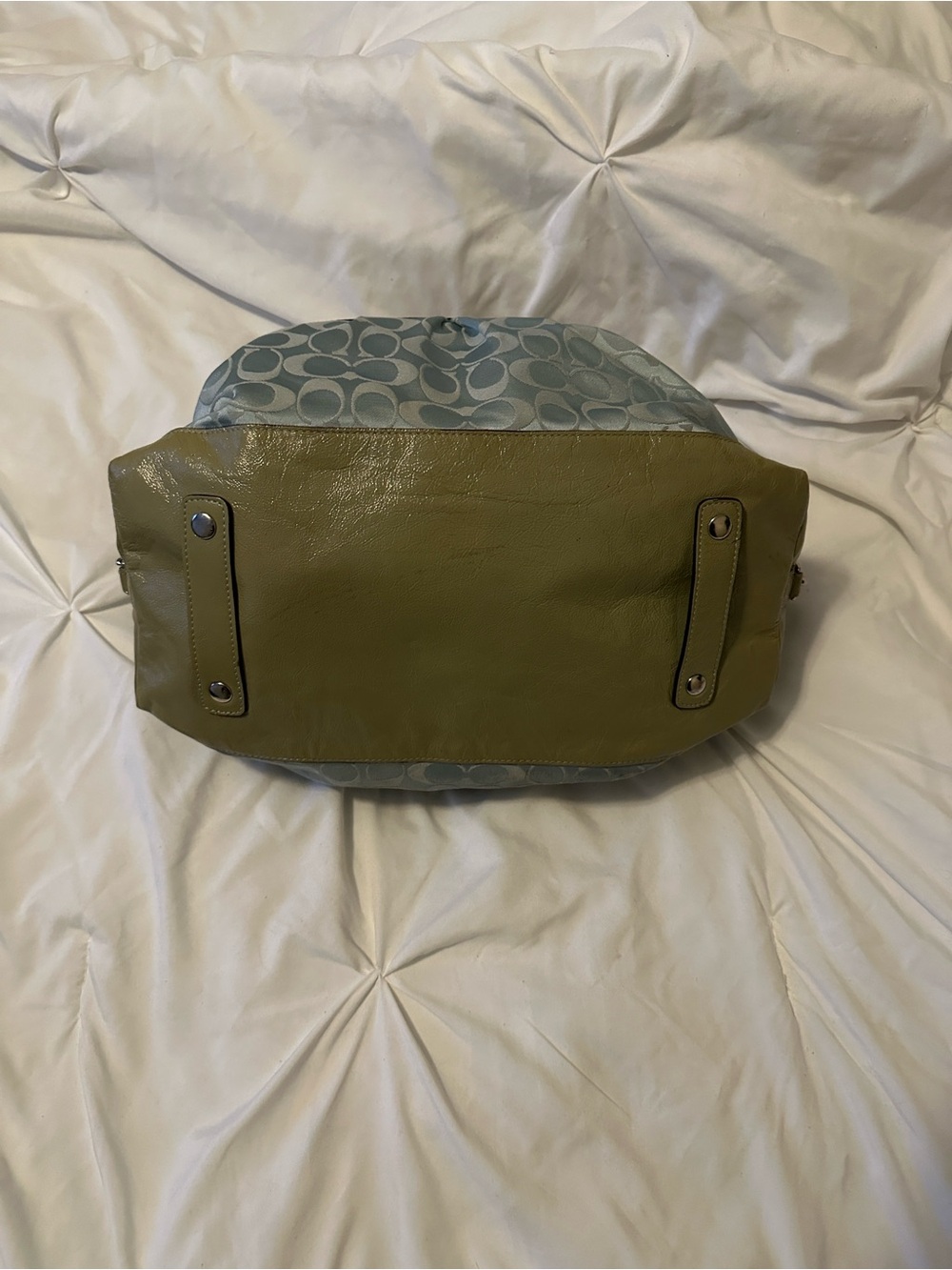 Coach Madison Sabrina Blue & Green Signature Satchel - Picture 6 of 8